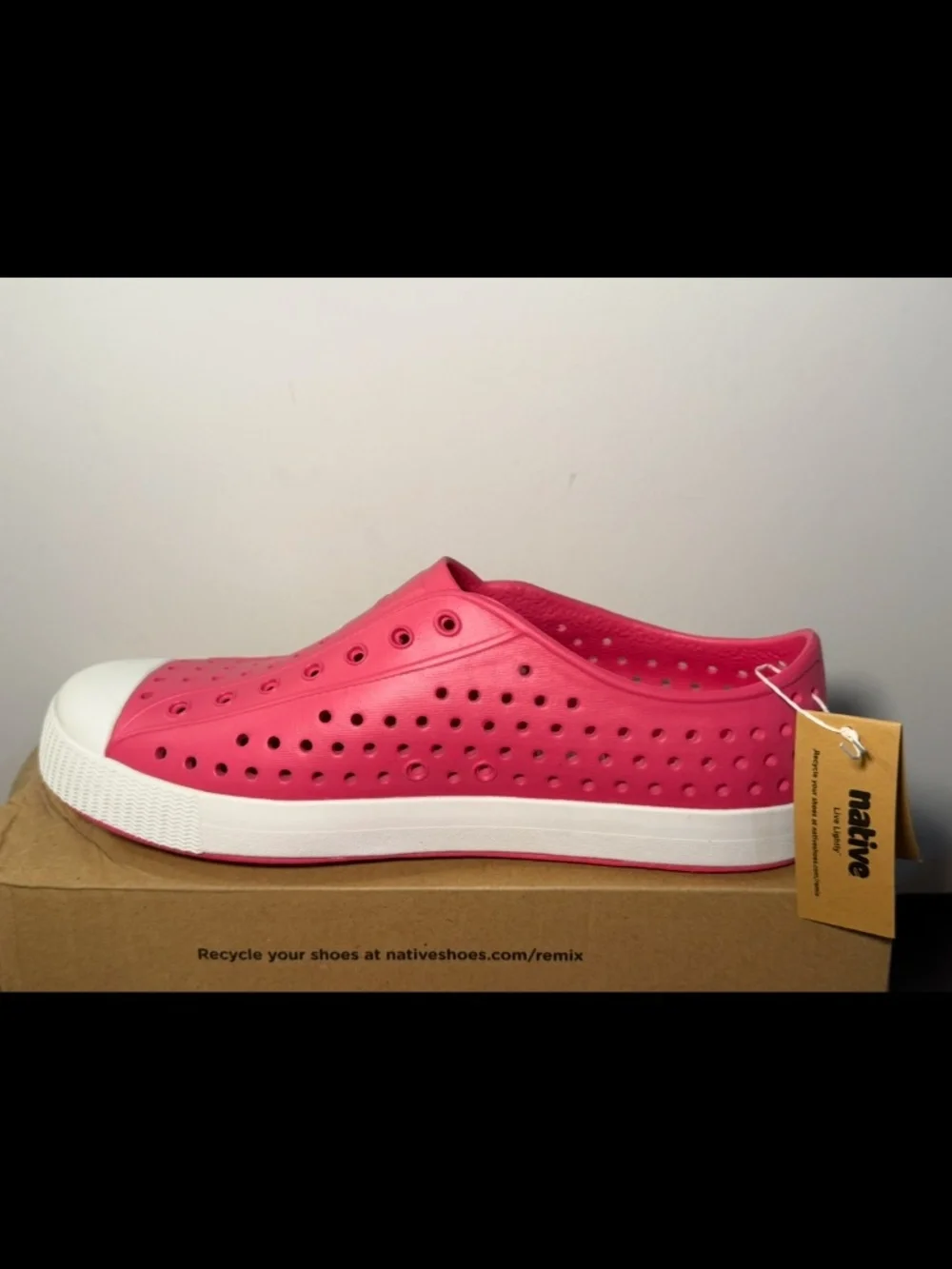 Native Jefferson Shoes Hollywood Pink/Shell White Big Kids US J6/EU 38.5